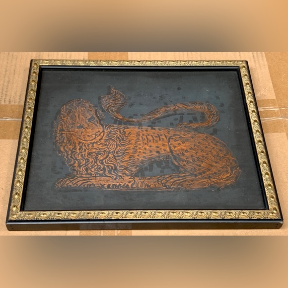 1987 Vintage Handmade Salisbury Cathedral Framed 12” x 10” Lion Brass Rubbing - Picture 3 of 16